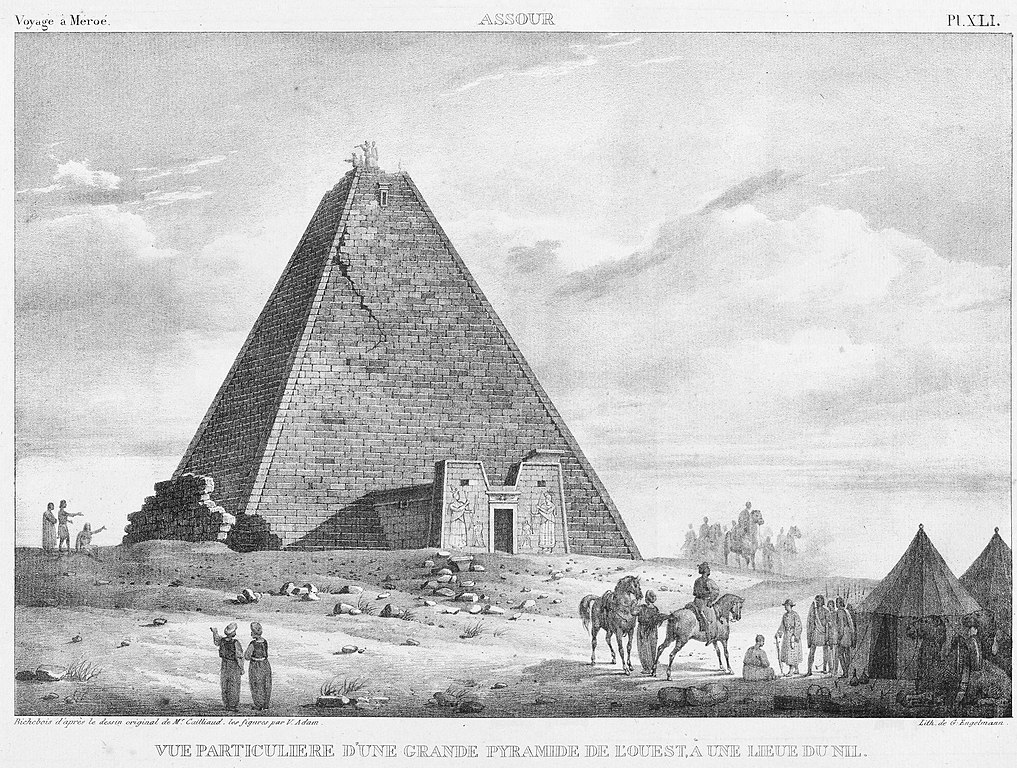 Ilustración antigua de una pirámide nubia, Amanirena
